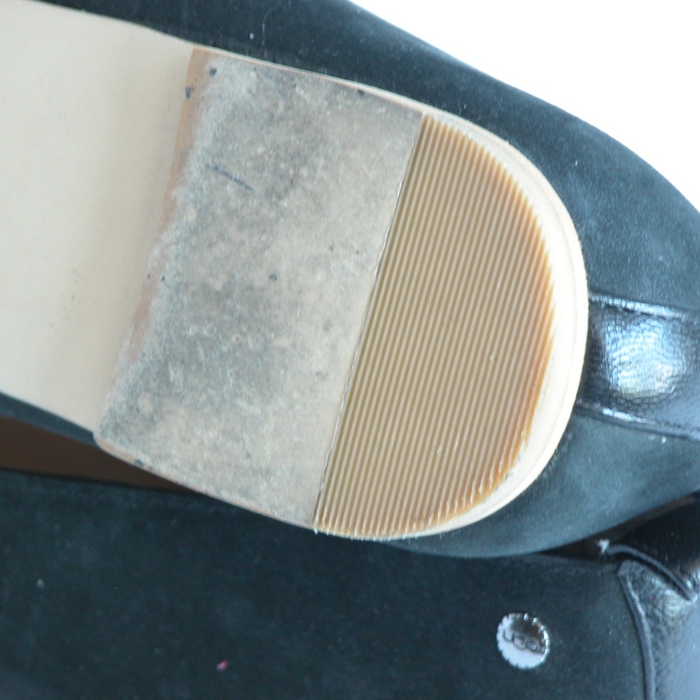 UGG Black Leather Suede “Lynley” Ballerina SZ 7 - Picture 4 of 7